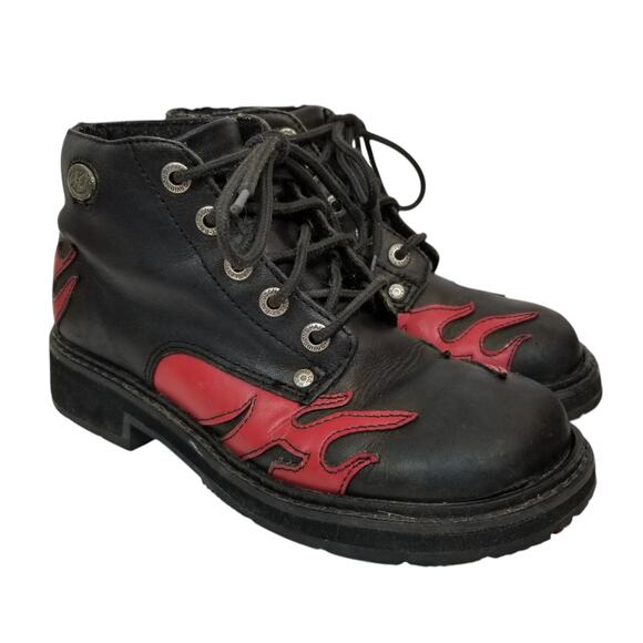 Harley-Davidson Black and Red Combat Boots - Picture 1 of 13